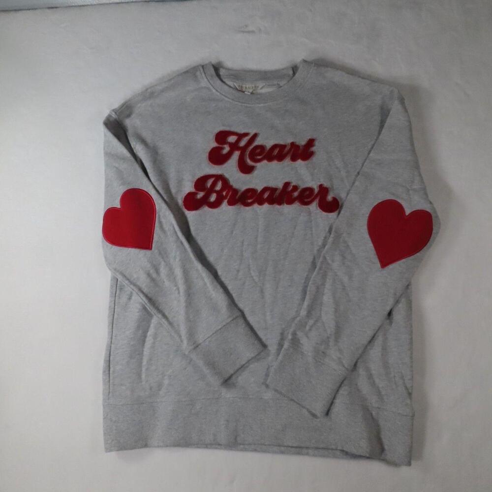 The Shiraleah Chicago Heart Breaker Gray Sweatshirt with Red Velvet Elbow Patch